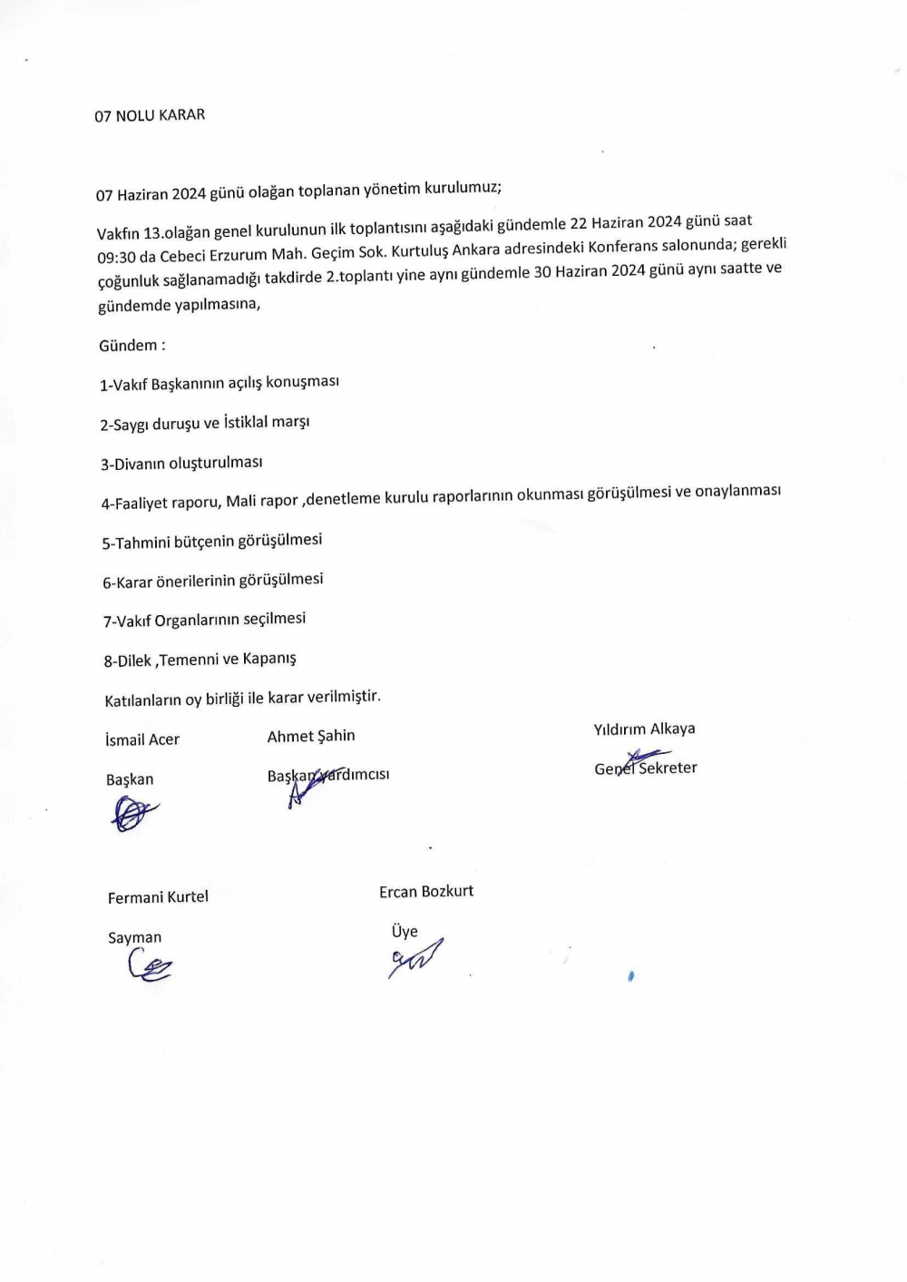 Yönetim Kurulu Toplantısı Hak.